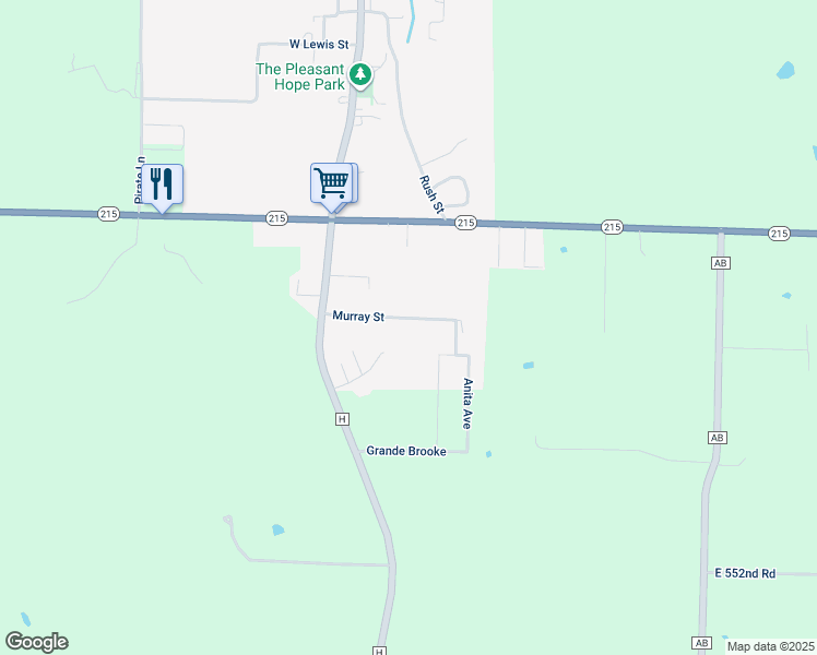 map of restaurants, bars, coffee shops, grocery stores, and more near 210 Murray Street in Pleasant Hope