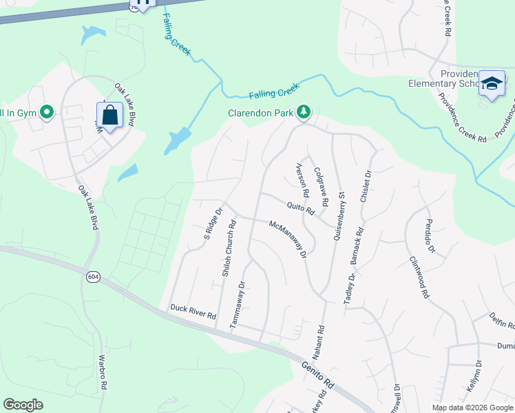 map of restaurants, bars, coffee shops, grocery stores, and more near 2712 Brookforest Road in Midlothian