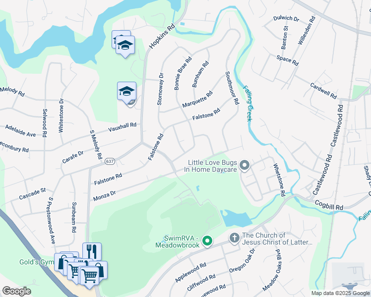 map of restaurants, bars, coffee shops, grocery stores, and more near 3716 Drakeshire Road in Richmond
