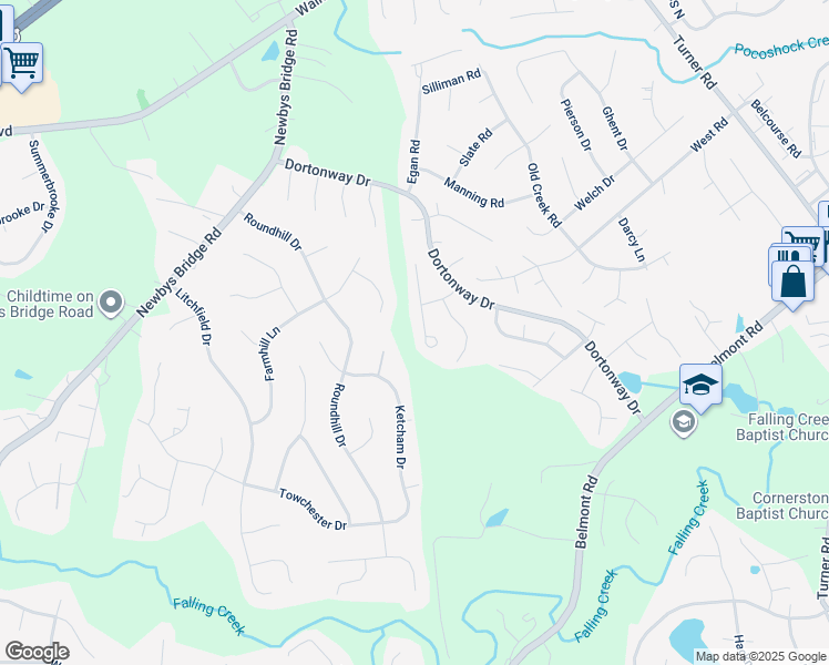 map of restaurants, bars, coffee shops, grocery stores, and more near 4018 Sunny Creek Drive in Chesterfield