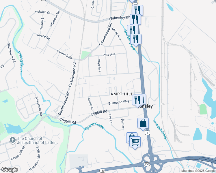 map of restaurants, bars, coffee shops, grocery stores, and more near 5249 Goolsby Court in Richmond