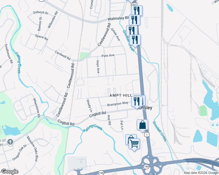 map of restaurants, bars, coffee shops, grocery stores, and more near 5205 Goolsby Court in Richmond