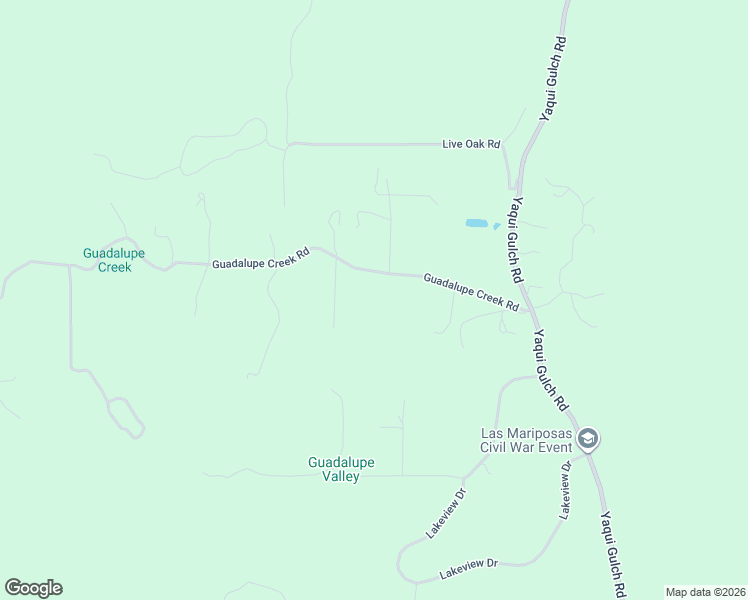 map of restaurants, bars, coffee shops, grocery stores, and more near 4106 Guadalupe Creek Road in Mariposa