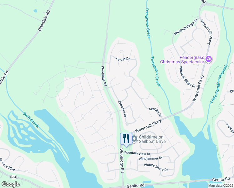 map of restaurants, bars, coffee shops, grocery stores, and more near 3625 Evershot Drive in Midlothian