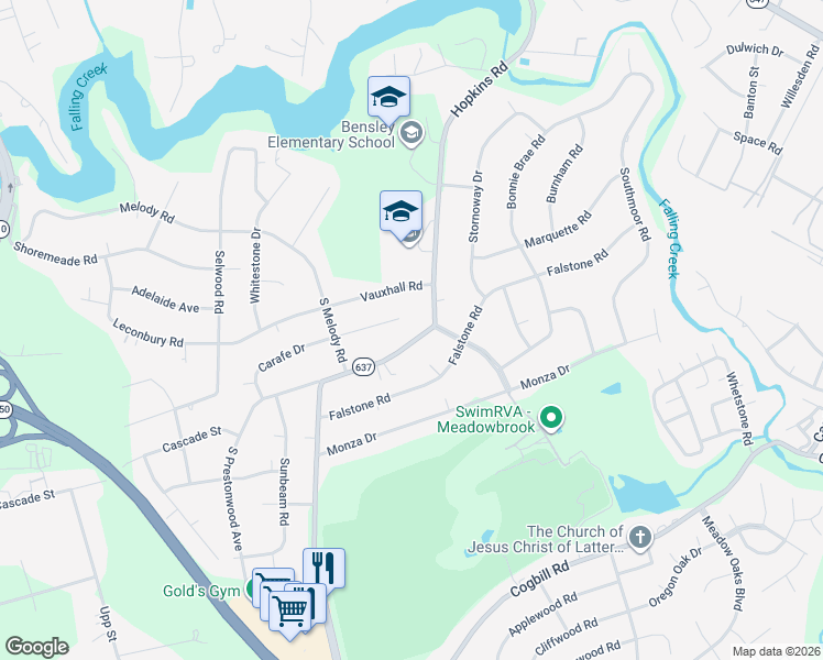 map of restaurants, bars, coffee shops, grocery stores, and more near 4108 Carafe Drive in Richmond