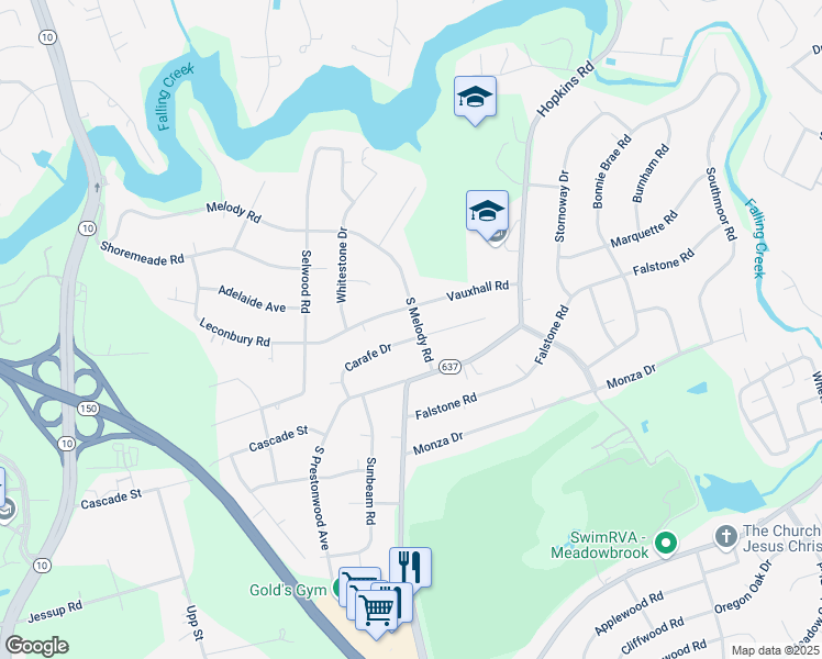 map of restaurants, bars, coffee shops, grocery stores, and more near 4200 Carafe Drive in Richmond