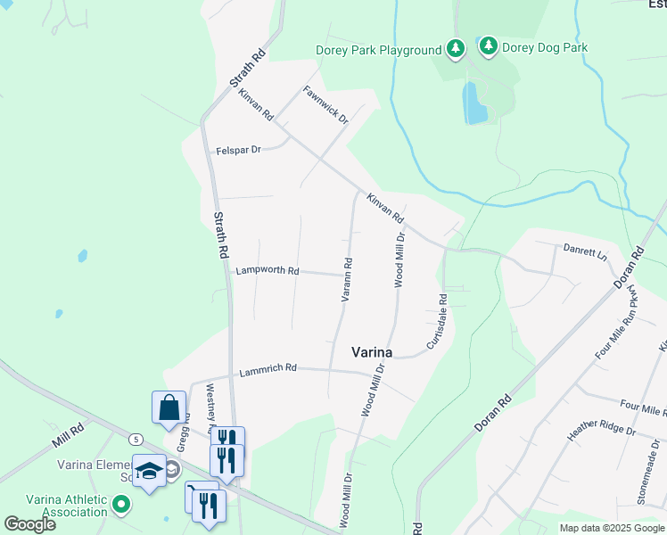 map of restaurants, bars, coffee shops, grocery stores, and more near 7715 Lampworth Place in Richmond