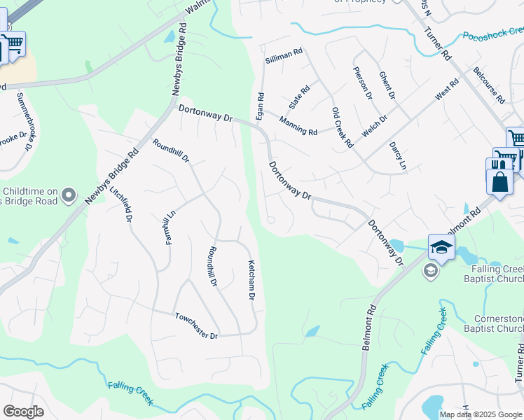 map of restaurants, bars, coffee shops, grocery stores, and more near 4012 Sunny Creek Drive in Chesterfield