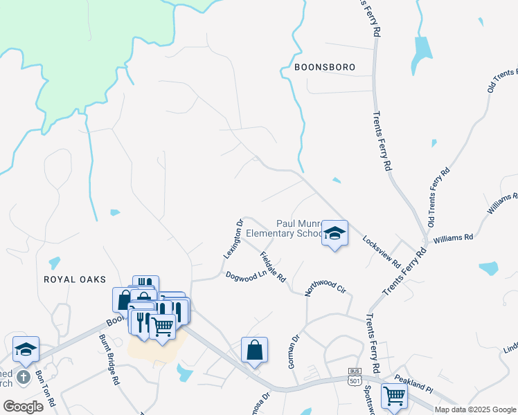 map of restaurants, bars, coffee shops, grocery stores, and more near 1225 Bell Tavern Road in Lynchburg