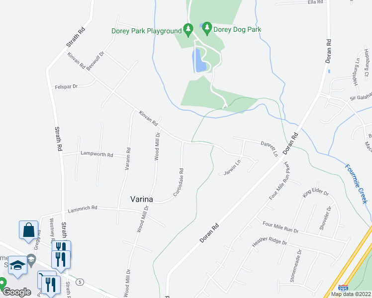 map of restaurants, bars, coffee shops, grocery stores, and more near 7701 Curtisdale Road in Richmond