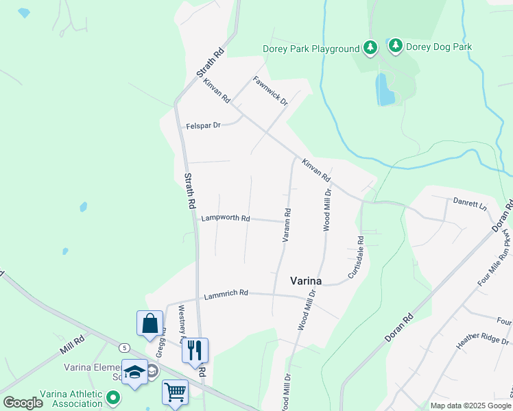 map of restaurants, bars, coffee shops, grocery stores, and more near 7715 Lampworth Place in Richmond