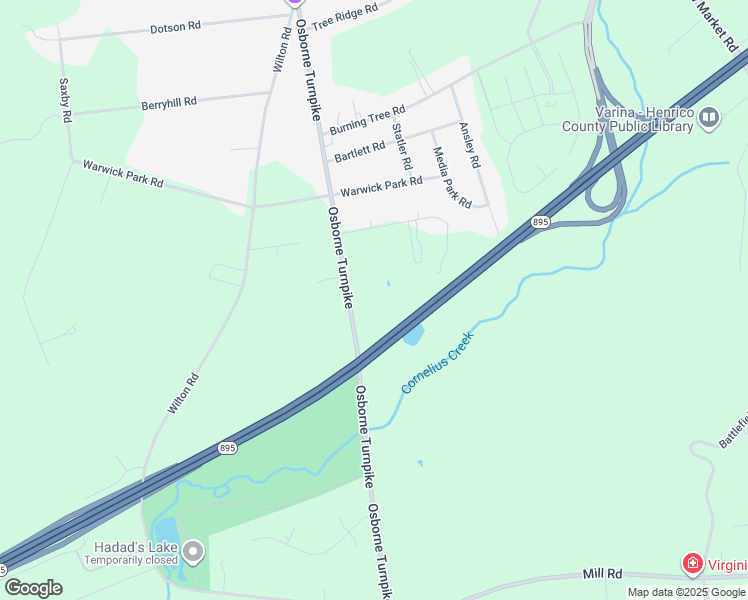 map of restaurants, bars, coffee shops, grocery stores, and more near 7747 Osborne Turnpike in Richmond