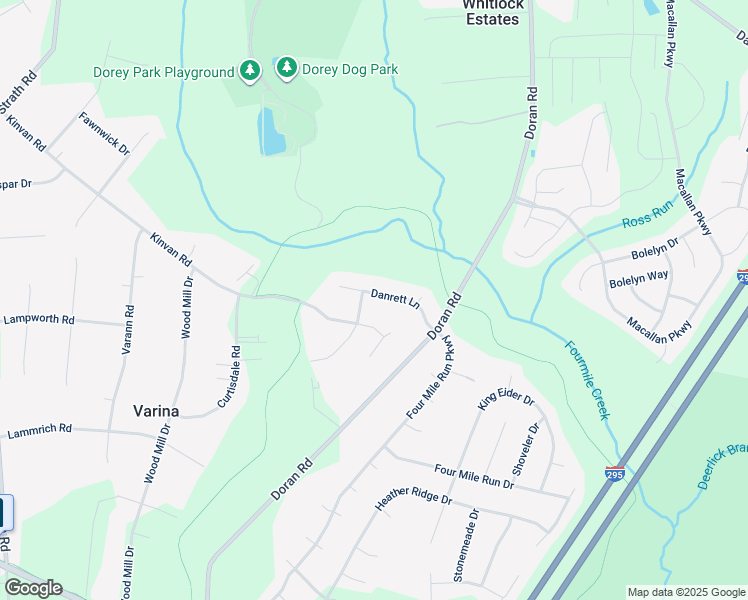 map of restaurants, bars, coffee shops, grocery stores, and more near 3037 Danrett Lane in Richmond