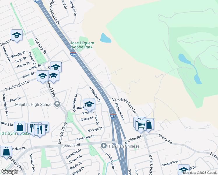 map of restaurants, bars, coffee shops, grocery stores, and more near 990 Carson Way in Milpitas