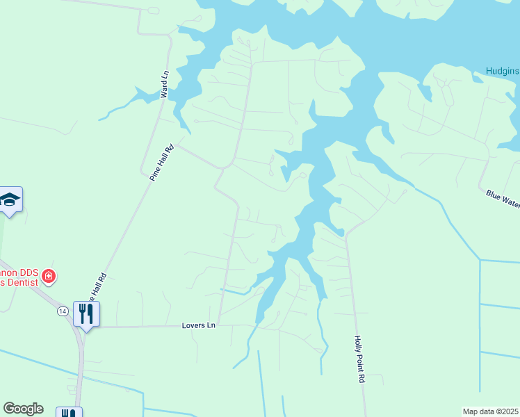 map of restaurants, bars, coffee shops, grocery stores, and more near 71 Morris Creek Lane in Mathews