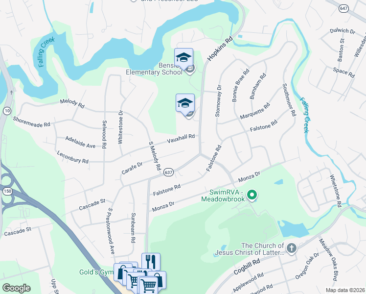 map of restaurants, bars, coffee shops, grocery stores, and more near 4108 Carafe Drive in Richmond