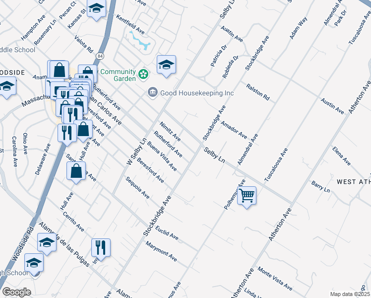 map of restaurants, bars, coffee shops, grocery stores, and more near 540 Nimitz Avenue in Redwood City