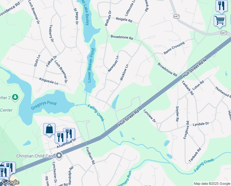 map of restaurants, bars, coffee shops, grocery stores, and more near 3301 Wicklow Lane in Richmond