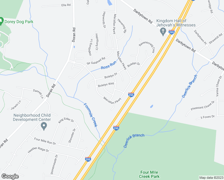 map of restaurants, bars, coffee shops, grocery stores, and more near 7122 Windsor Castle Way in Henrico