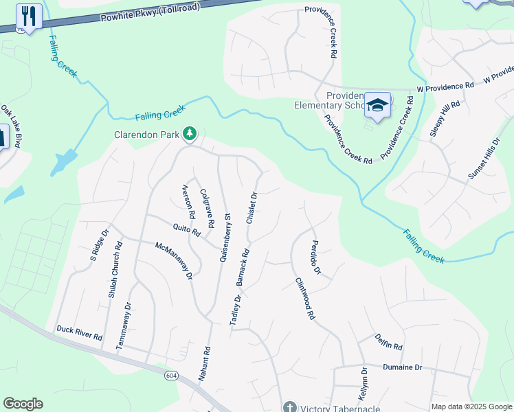 map of restaurants, bars, coffee shops, grocery stores, and more near 11918 Chislet Court in Midlothian