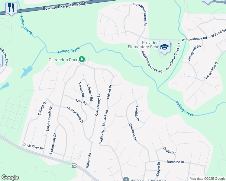 map of restaurants, bars, coffee shops, grocery stores, and more near 11912 Chislet Court in Midlothian