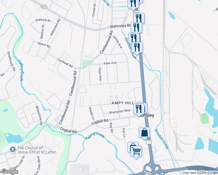 map of restaurants, bars, coffee shops, grocery stores, and more near 5001 Alan Drive in Richmond