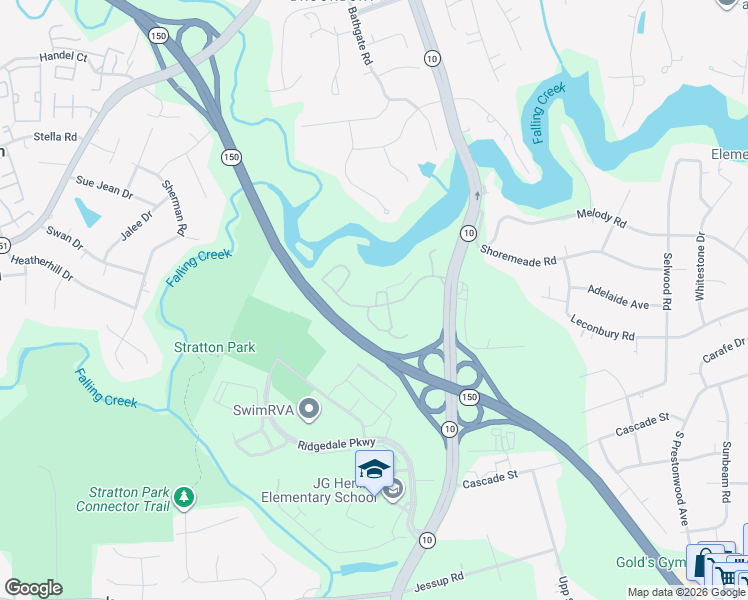 map of restaurants, bars, coffee shops, grocery stores, and more near 5024 Burnt Oak Circle in Richmond