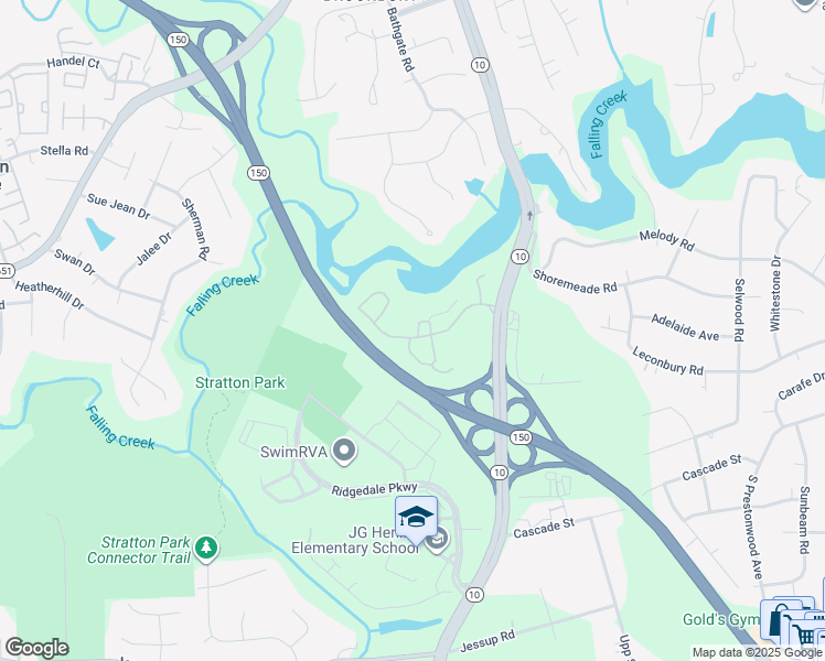 map of restaurants, bars, coffee shops, grocery stores, and more near 5024 Burnt Oak Circle in Richmond