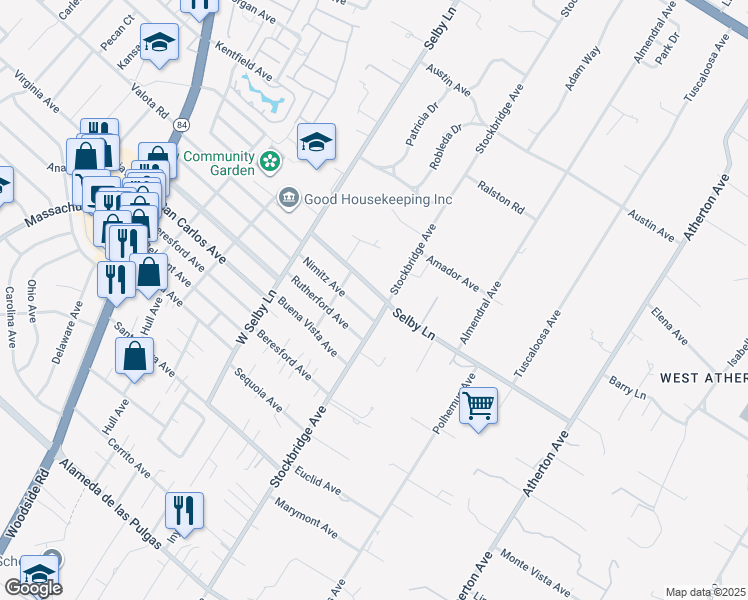 map of restaurants, bars, coffee shops, grocery stores, and more near 540 Nimitz Avenue in Redwood City