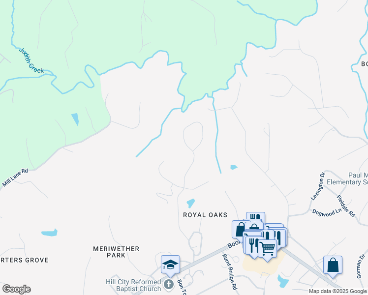map of restaurants, bars, coffee shops, grocery stores, and more near 1925 Royal Oak Drive in Lynchburg