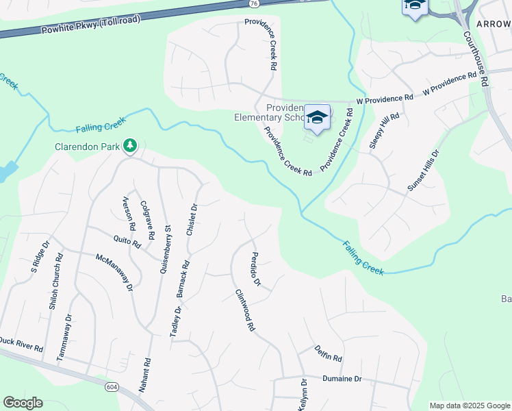 map of restaurants, bars, coffee shops, grocery stores, and more near 2610 Clintwood Road in Midlothian