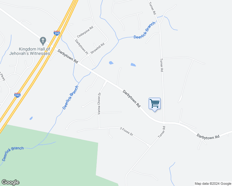 map of restaurants, bars, coffee shops, grocery stores, and more near 3961 Darbytown Road in Henrico