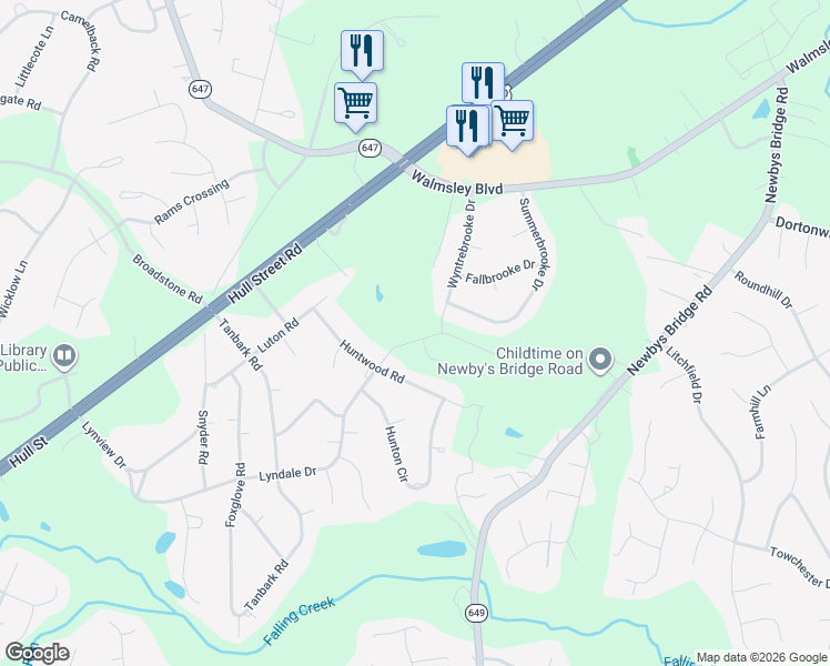 map of restaurants, bars, coffee shops, grocery stores, and more near 8347 Hull Street Road in Richmond
