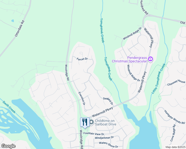 map of restaurants, bars, coffee shops, grocery stores, and more near 2201 Thorncrag Lane in Midlothian