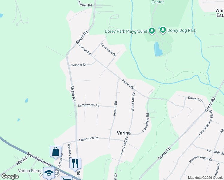 map of restaurants, bars, coffee shops, grocery stores, and more near 7650 Varann Road in Richmond