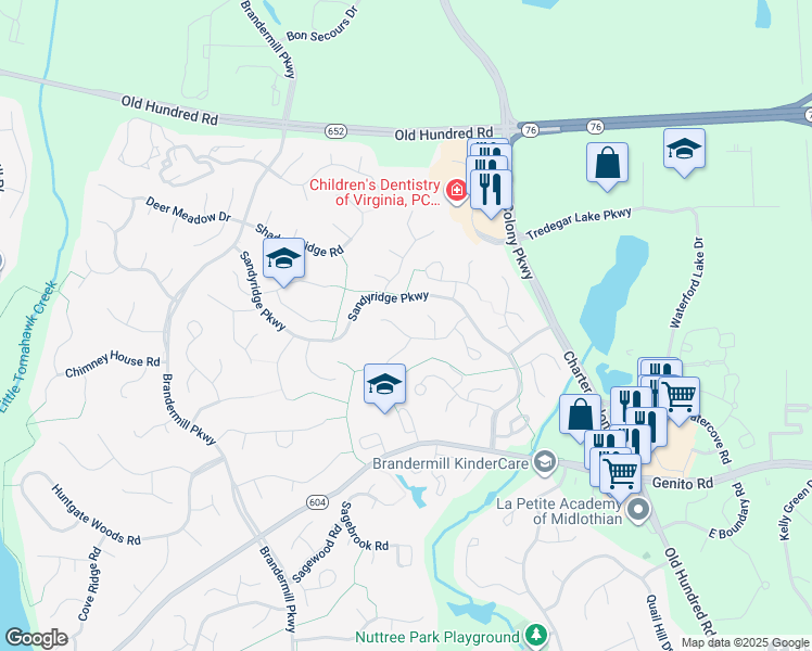 map of restaurants, bars, coffee shops, grocery stores, and more near 13816 Crosstimbers Road in Midlothian