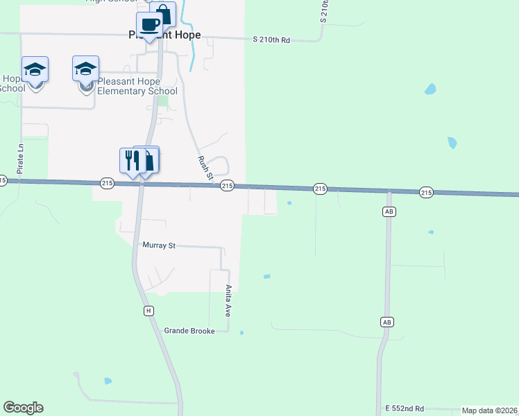 map of restaurants, bars, coffee shops, grocery stores, and more near 5459 Ridgeview Road in Pleasant Hope