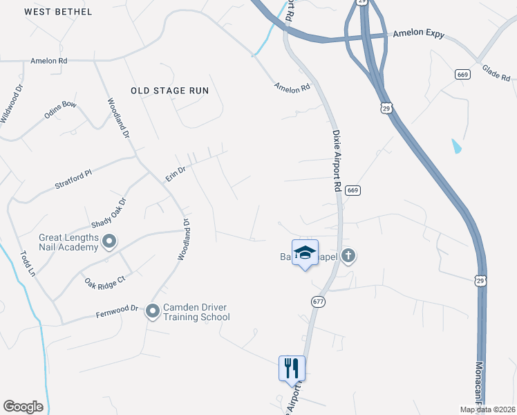 map of restaurants, bars, coffee shops, grocery stores, and more near 140 Shawnee Court in Madison Heights