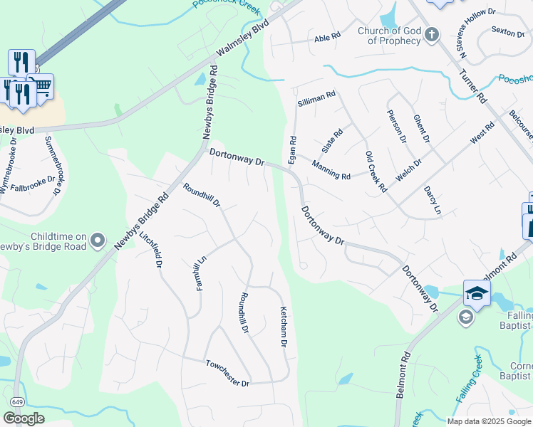 map of restaurants, bars, coffee shops, grocery stores, and more near 3911 Round Hill Ct in Chesterfield