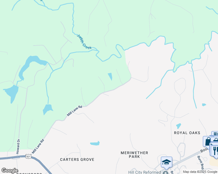 map of restaurants, bars, coffee shops, grocery stores, and more near 101 Oakmont Court in Lynchburg