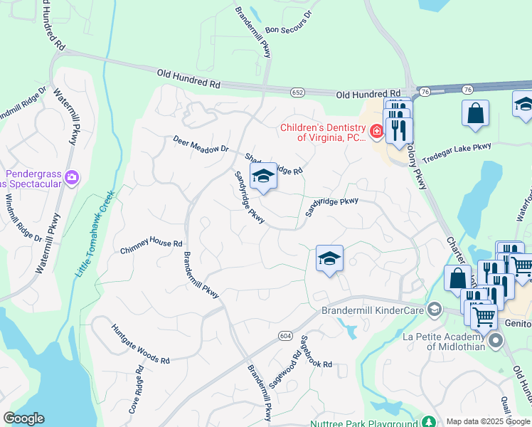 map of restaurants, bars, coffee shops, grocery stores, and more near 13913 2 Notch Place in Midlothian