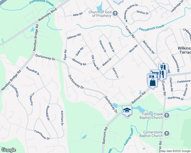 map of restaurants, bars, coffee shops, grocery stores, and more near 3907 West Terrace in Chesterfield