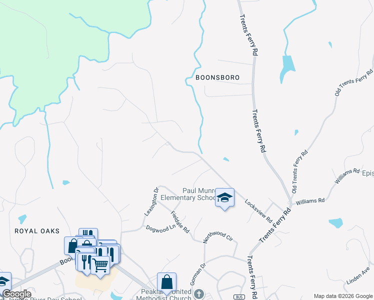 map of restaurants, bars, coffee shops, grocery stores, and more near 4801 Locksview Road in Lynchburg