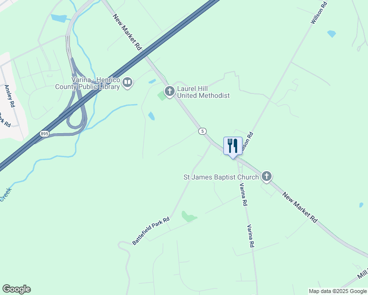 map of restaurants, bars, coffee shops, grocery stores, and more near 1961 Pearces Creek Lane in Richmond