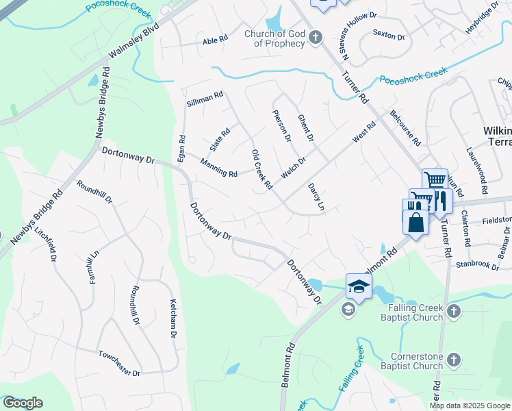 map of restaurants, bars, coffee shops, grocery stores, and more near 3907 West Terrace in Chesterfield