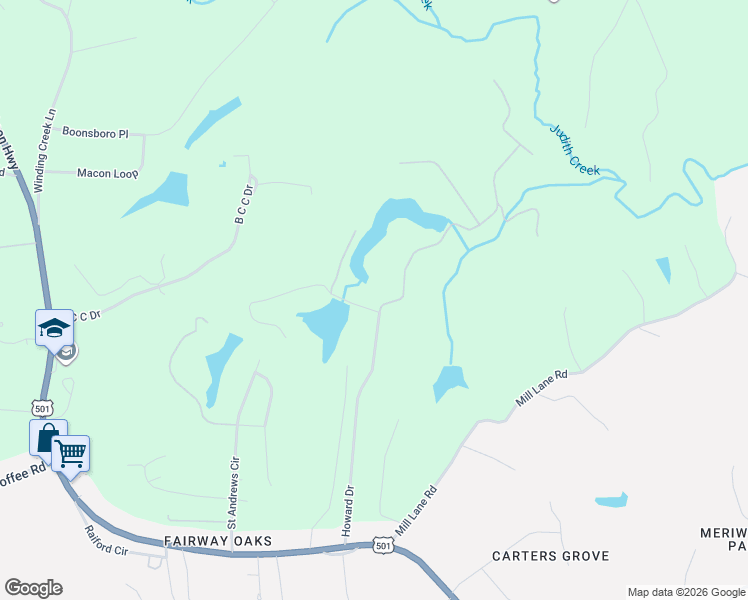 map of restaurants, bars, coffee shops, grocery stores, and more near 200 Howard Drive in Lynchburg