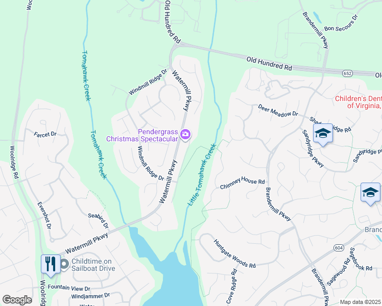 map of restaurants, bars, coffee shops, grocery stores, and more near 2229 Millcrest Terrace in Midlothian