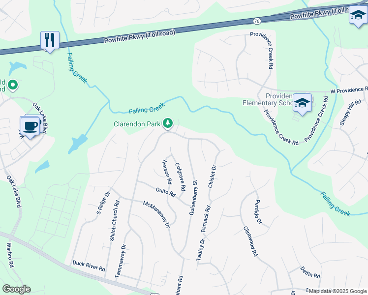 map of restaurants, bars, coffee shops, grocery stores, and more near 2612 Quisenberry Street in Midlothian