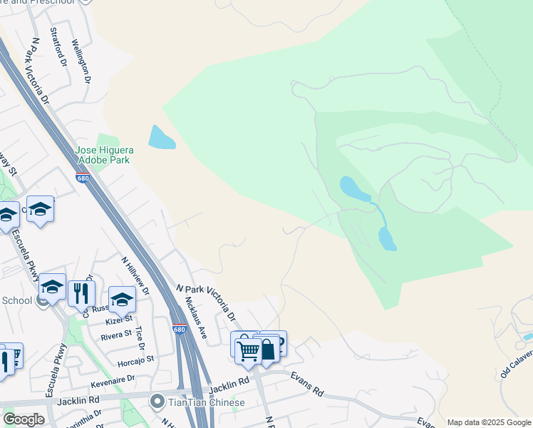 map of restaurants, bars, coffee shops, grocery stores, and more near 1499 Country Club Drive in Milpitas