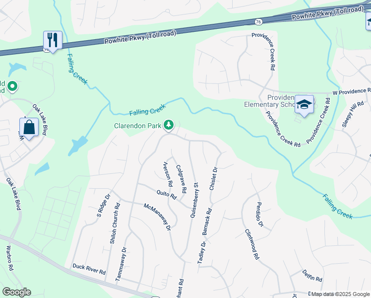 map of restaurants, bars, coffee shops, grocery stores, and more near 2612 Quisenberry Street in Midlothian